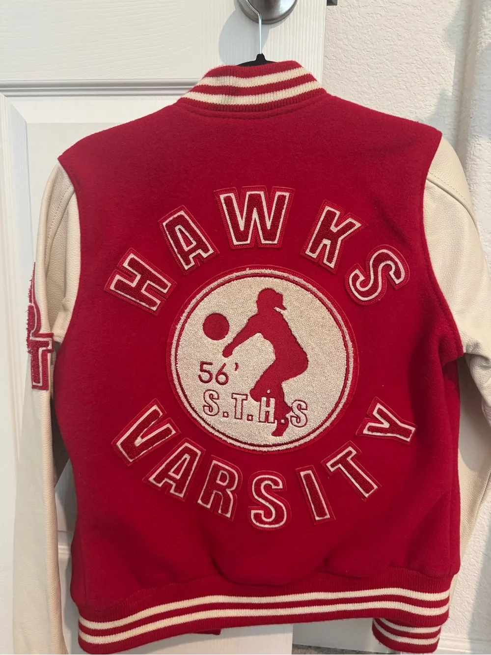 True Religion Women’s/ Men Red and White Varsity Jacket